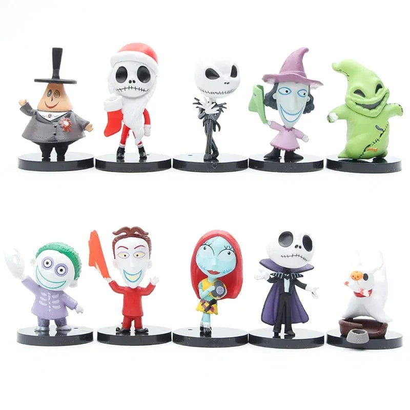 10 Teile/los Cartoon Der Albtraum Sally Skellington Jack Actionfigur Spielzeug Weihnachten PVC Modell Vinyl Figur Halloween Geschenk