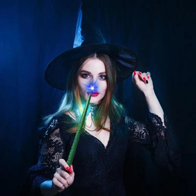 Leuchtender Zauberstab, leuchtendes Hexenspielzeug für Kinder, leuchtender Zauberstab mit Ton und Licht, Party-Kostümzubehör für Halloween