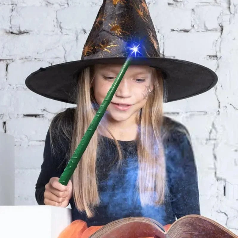 Leuchtender Zauberstab, leuchtendes Hexenspielzeug für Kinder, leuchtender Zauberstab mit Ton und Licht, Party-Kostümzubehör für Halloween