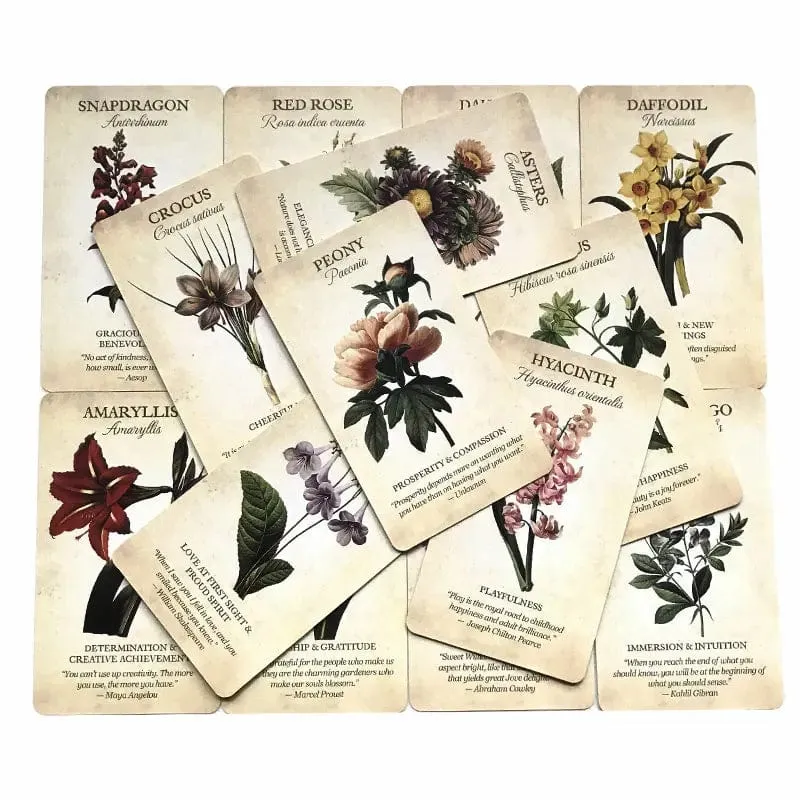 Heiße Verkäufe Botanische Inspirationen Orakel-Tarotkarte Schicksals-Wahrsagung Prophezeiungskarte Familienparty-Spiel Spielzeug Tarot 44 Kartendeck-Anleitung