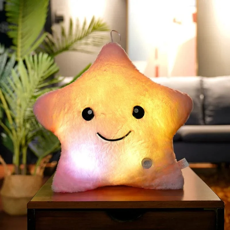 34CM Kreatives Spielzeug Leuchtendes Kissen Weiche Angefüllte Plüsch Leuchtende Bunte Sterne Kissen Led Licht Spielzeug Geschenk Für Kinder Kinder Mädchen
