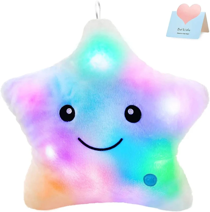 34CM Kreatives Spielzeug Leuchtendes Kissen Weiche Angefüllte Plüsch Leuchtende Bunte Sterne Kissen Led Licht Spielzeug Geschenk Für Kinder Kinder Mädchen