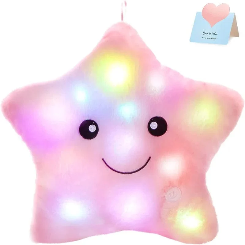 34CM Kreatives Spielzeug Leuchtendes Kissen Weiche Angefüllte Plüsch Leuchtende Bunte Sterne Kissen Led Licht Spielzeug Geschenk Für Kinder Kinder Mädchen