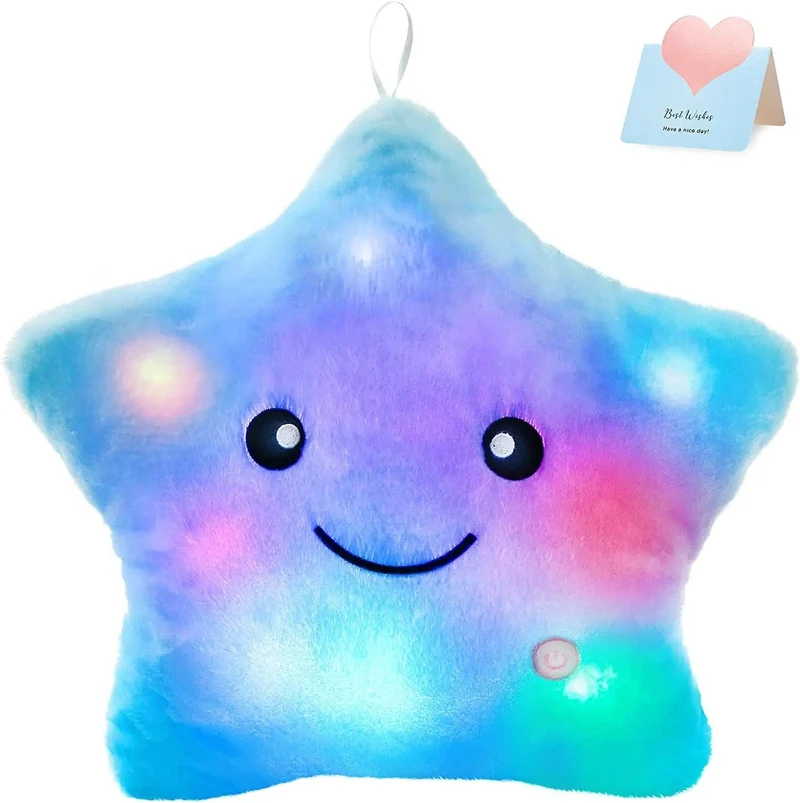 34CM Kreatives Spielzeug Leuchtendes Kissen Weiche Angefüllte Plüsch Leuchtende Bunte Sterne Kissen Led Licht Spielzeug Geschenk Für Kinder Kinder Mädchen