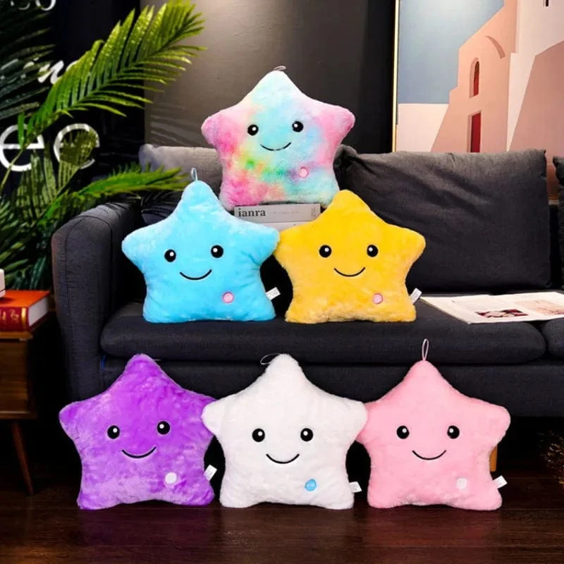 34CM Kreatives Spielzeug Leuchtendes Kissen Weiche Angefüllte Plüsch Leuchtende Bunte Sterne Kissen Led Licht Spielzeug Geschenk Für Kinder Kinder Mädchen