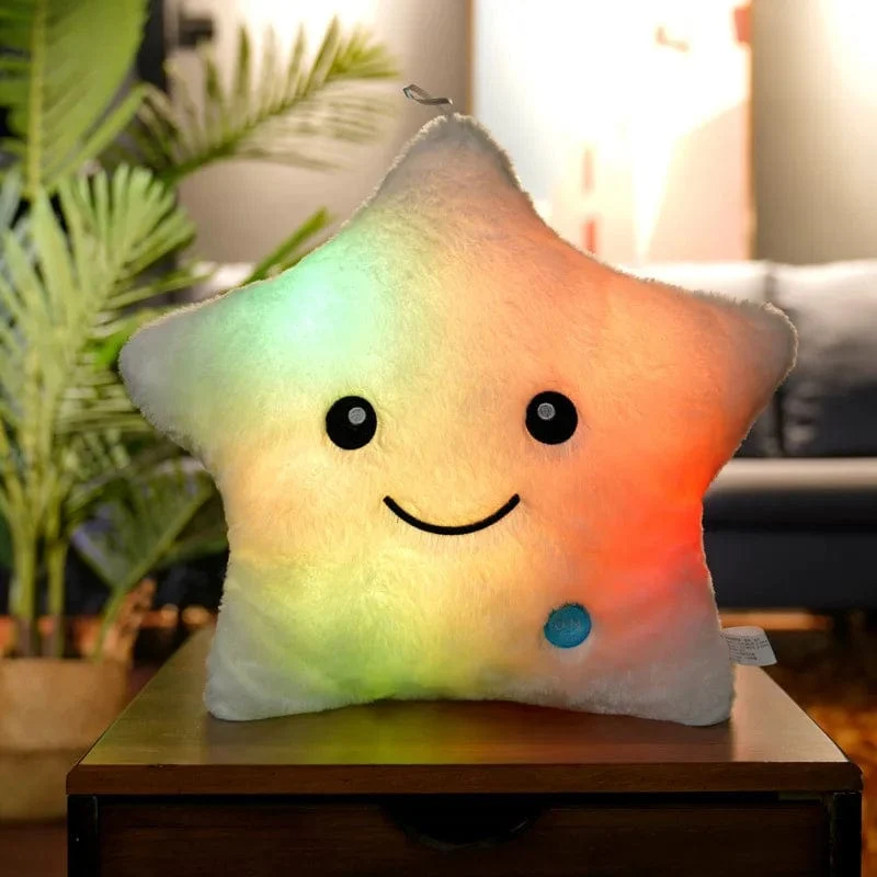 34CM Kreatives Spielzeug Leuchtendes Kissen Weiche Angefüllte Plüsch Leuchtende Bunte Sterne Kissen Led Licht Spielzeug Geschenk Für Kinder Kinder Mädchen