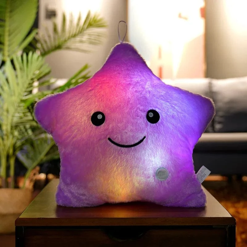 34CM Kreatives Spielzeug Leuchtendes Kissen Weiche Angefüllte Plüsch Leuchtende Bunte Sterne Kissen Led Licht Spielzeug Geschenk Für Kinder Kinder Mädchen
