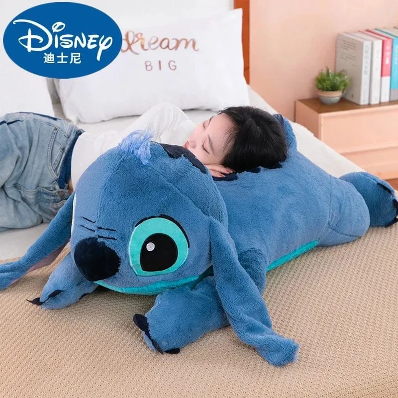 Disney 45/60/80cm Stitch Puppe Plüsch Spielzeug Lilo & Stitch Plüsch Puppe Weiches Kissen Bauchlage dunkel/hellblau Niedlichen Spielzeug Geschenke