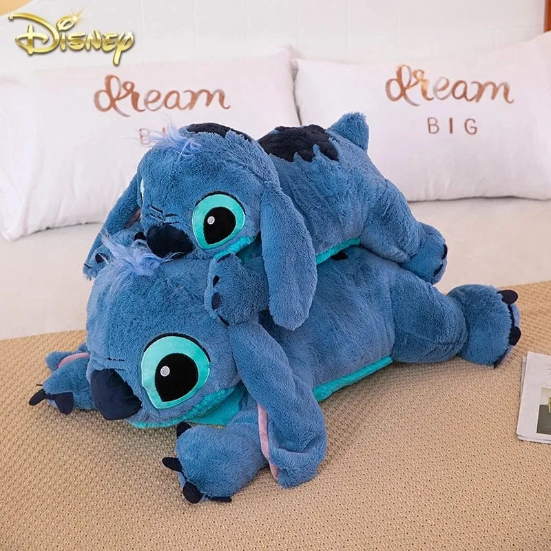 Disney 45/60/80cm Stitch Puppe Plüsch Spielzeug Lilo & Stitch Plüsch Puppe Weiches Kissen Bauchlage dunkel/hellblau Niedlichen Spielzeug Geschenke