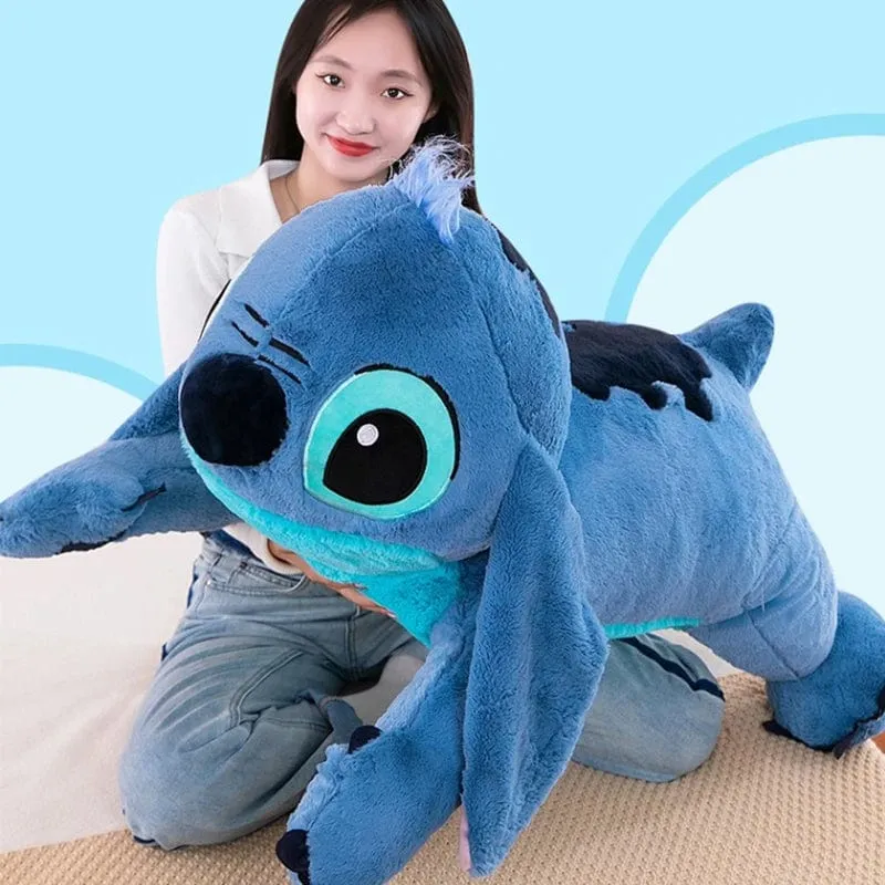 Disney 45/60/80cm Stitch Puppe Plüsch Spielzeug Lilo & Stitch Plüsch Puppe Weiches Kissen Bauchlage dunkel/hellblau Niedlichen Spielzeug Geschenke