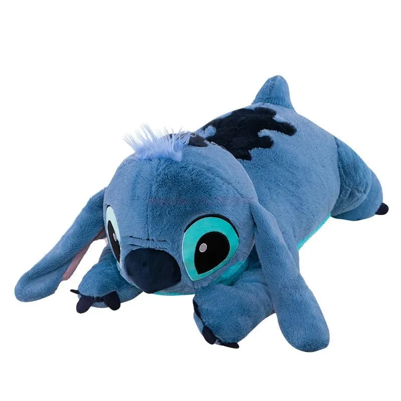 Disney 45/60/80cm Stitch Puppe Plüsch Spielzeug Lilo & Stitch Plüsch Puppe Weiches Kissen Bauchlage dunkel/hellblau Niedlichen Spielzeug Geschenke