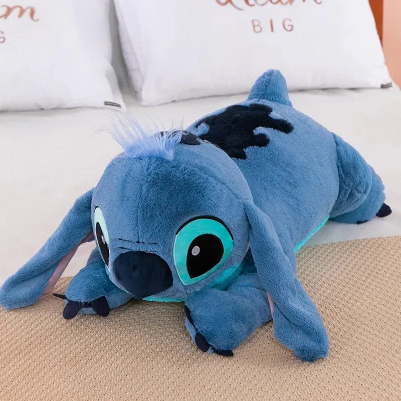 Disney 45/60/80cm Stitch Puppe Plüsch Spielzeug Lilo & Stitch Plüsch Puppe Weiches Kissen Bauchlage dunkel/hellblau Niedlichen Spielzeug Geschenke