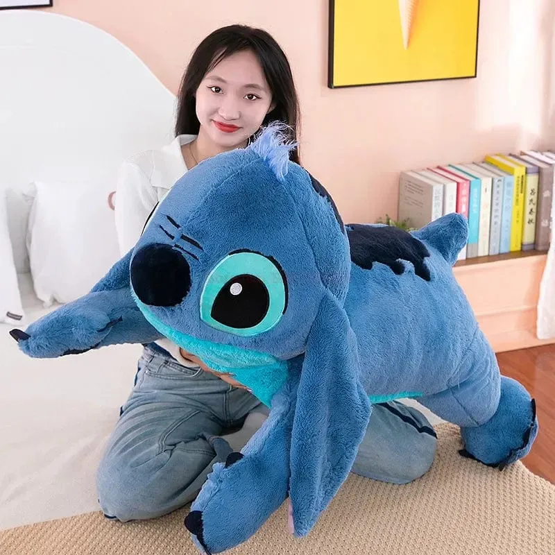 Disney 45/60/80cm Stitch Puppe Plüsch Spielzeug Lilo & Stitch Plüsch Puppe Weiches Kissen Bauchlage dunkel/hellblau Niedlichen Spielzeug Geschenke