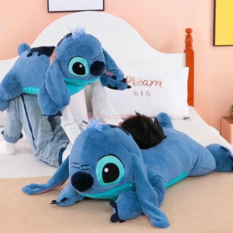 Disney 45/60/80cm Stitch Puppe Plüsch Spielzeug Lilo & Stitch Plüsch Puppe Weiches Kissen Bauchlage dunkel/hellblau Niedlichen Spielzeug Geschenke