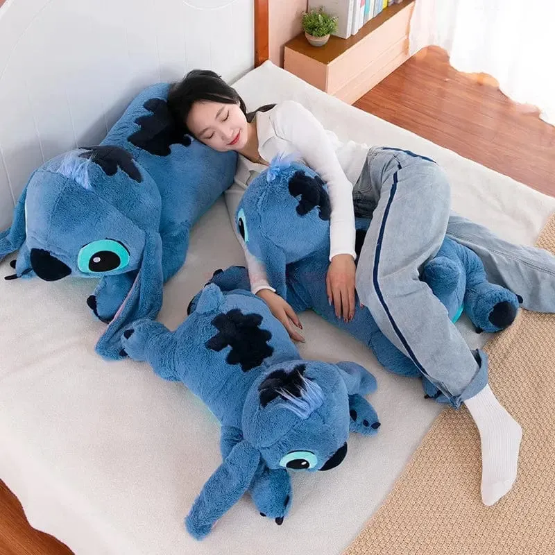 Disney 45/60/80cm Stitch Puppe Plüsch Spielzeug Lilo & Stitch Plüsch Puppe Weiches Kissen Bauchlage dunkel/hellblau Niedlichen Spielzeug Geschenke