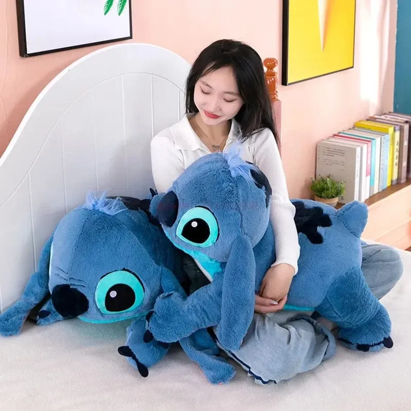 Disney 45/60/80cm Stitch Puppe Plüsch Spielzeug Lilo & Stitch Plüsch Puppe Weiches Kissen Bauchlage dunkel/hellblau Niedlichen Spielzeug Geschenke