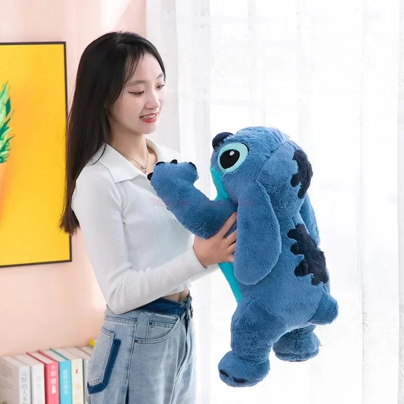 Disney 45/60/80cm Stitch Puppe Plüsch Spielzeug Lilo & Stitch Plüsch Puppe Weiches Kissen Bauchlage dunkel/hellblau Niedlichen Spielzeug Geschenke