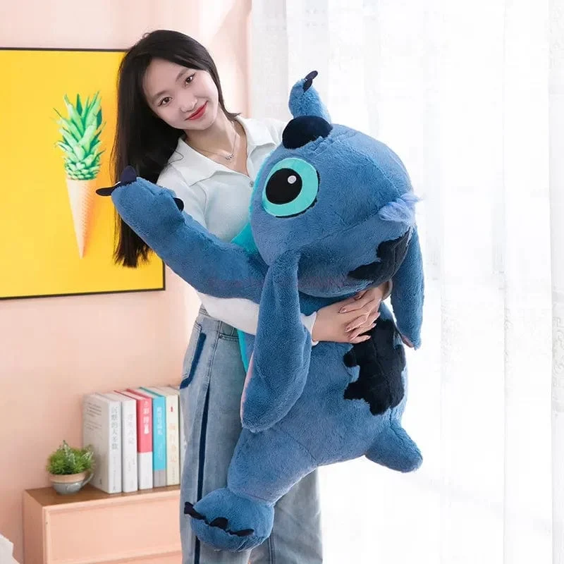 Disney 45/60/80cm Stitch Puppe Plüsch Spielzeug Lilo & Stitch Plüsch Puppe Weiches Kissen Bauchlage dunkel/hellblau Niedlichen Spielzeug Geschenke