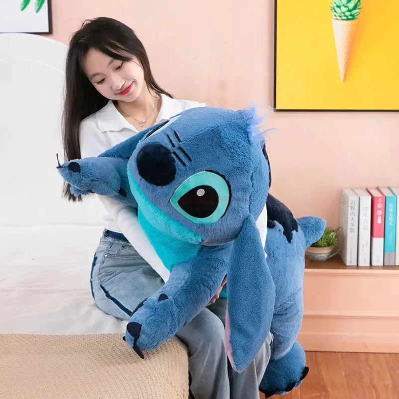 Disney 45/60/80cm Stitch Puppe Plüsch Spielzeug Lilo & Stitch Plüsch Puppe Weiches Kissen Bauchlage dunkel/hellblau Niedlichen Spielzeug Geschenke