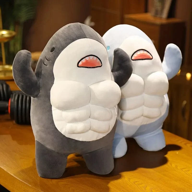 40CM Muscle Shark Plüsch Puppe Niedlich Ausgearbeitet Hai Gefüllte Cartoon Spielzeug Starke Tier Kissen Für Mädchen Freund Geschenke