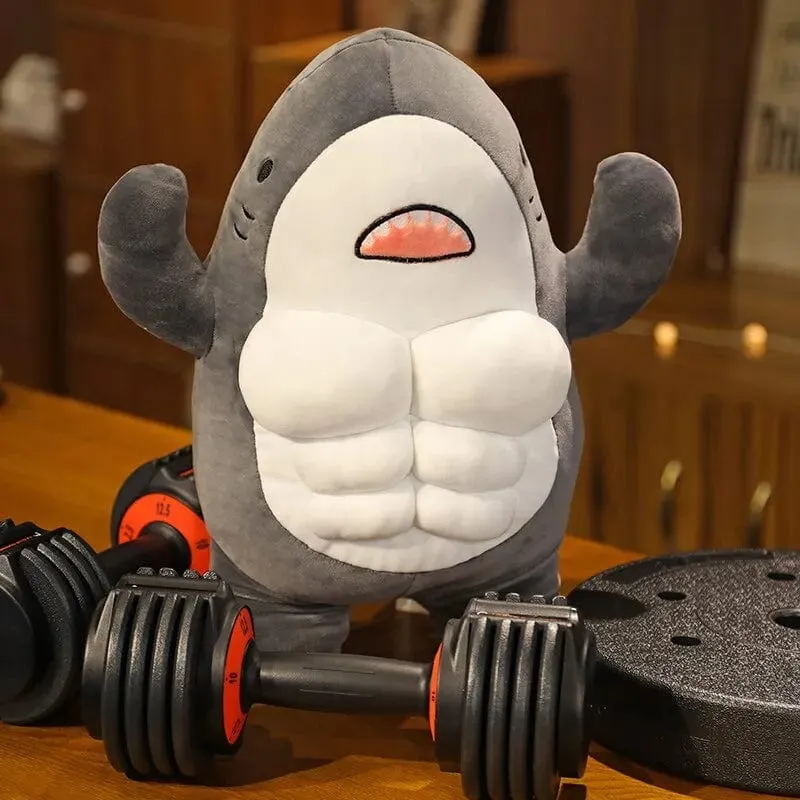 40CM Muscle Shark Plüsch Puppe Niedlich Ausgearbeitet Hai Gefüllte Cartoon Spielzeug Starke Tier Kissen Für Mädchen Freund Geschenke