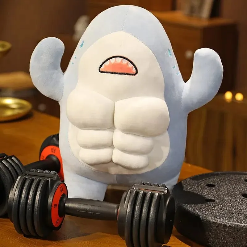 40CM Muscle Shark Plüsch Puppe Niedlich Ausgearbeitet Hai Gefüllte Cartoon Spielzeug Starke Tier Kissen Für Mädchen Freund Geschenke