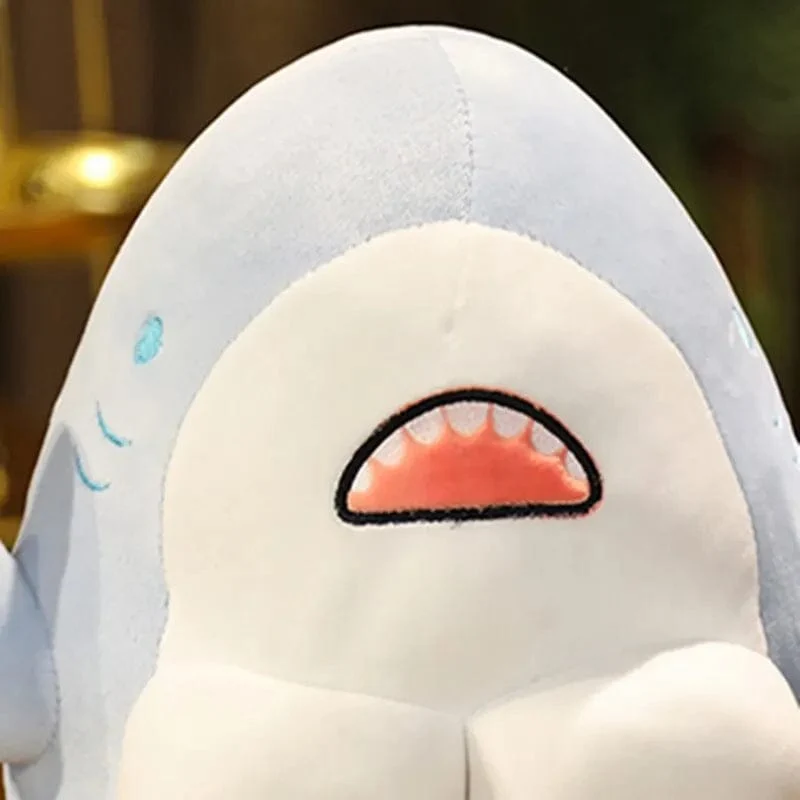 40CM Muscle Shark Plüsch Puppe Niedlich Ausgearbeitet Hai Gefüllte Cartoon Spielzeug Starke Tier Kissen Für Mädchen Freund Geschenke