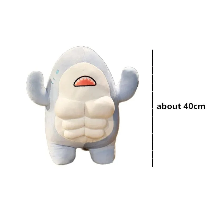 40CM Muscle Shark Plüsch Puppe Niedlich Ausgearbeitet Hai Gefüllte Cartoon Spielzeug Starke Tier Kissen Für Mädchen Freund Geschenke