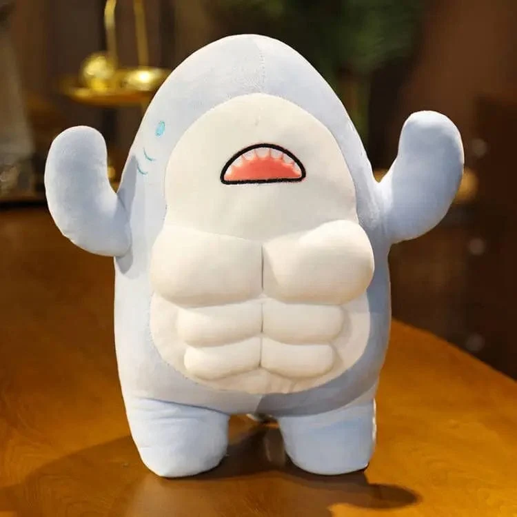 40CM Muscle Shark Plüsch Puppe Niedlich Ausgearbeitet Hai Gefüllte Cartoon Spielzeug Starke Tier Kissen Für Mädchen Freund Geschenke