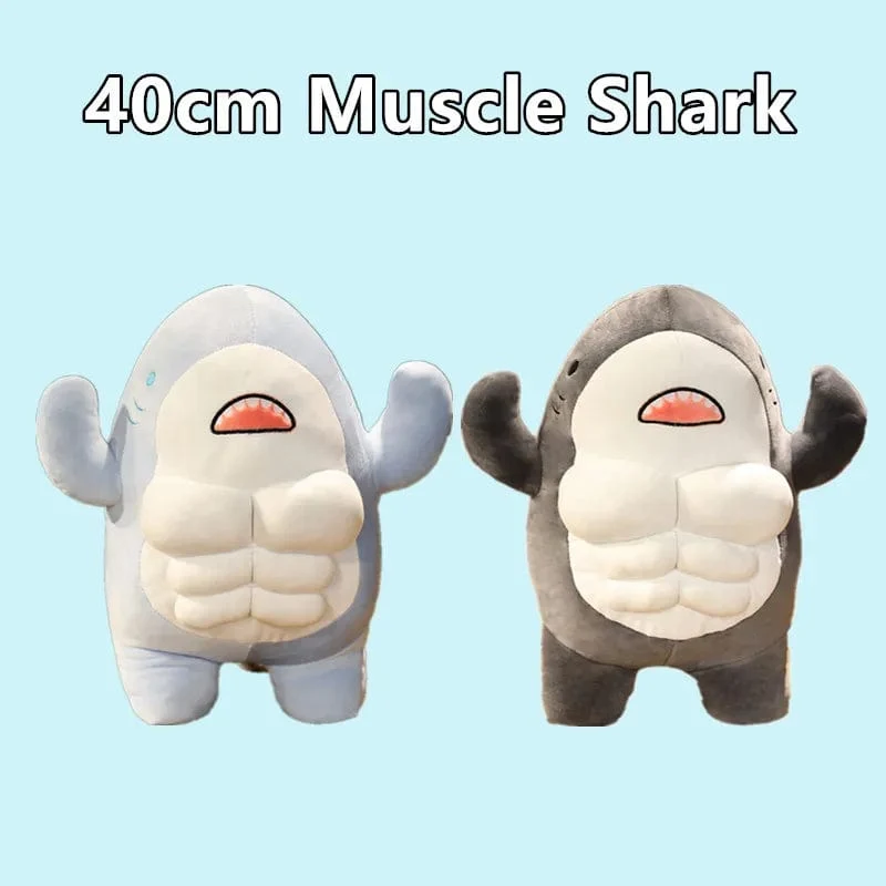 40CM Muscle Shark Plüsch Puppe Niedlich Ausgearbeitet Hai Gefüllte Cartoon Spielzeug Starke Tier Kissen Für Mädchen Freund Geschenke