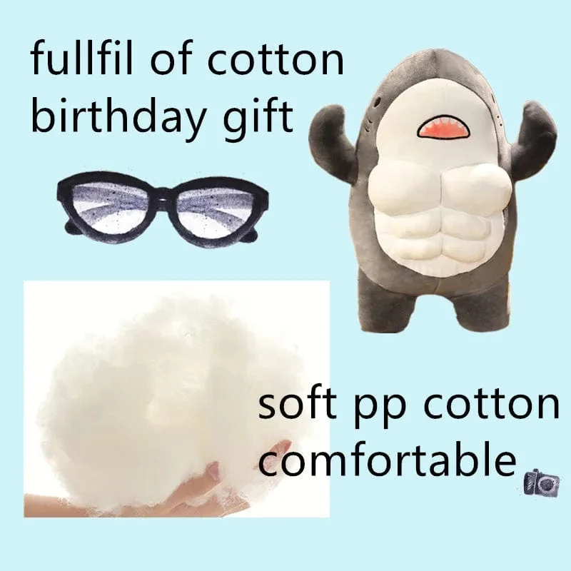 40CM Muscle Shark Plüsch Puppe Niedlich Ausgearbeitet Hai Gefüllte Cartoon Spielzeug Starke Tier Kissen Für Mädchen Freund Geschenke
