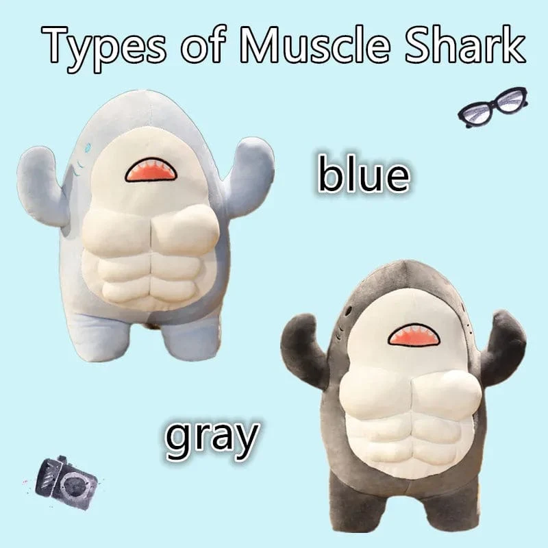 40CM Muscle Shark Plüsch Puppe Niedlich Ausgearbeitet Hai Gefüllte Cartoon Spielzeug Starke Tier Kissen Für Mädchen Freund Geschenke