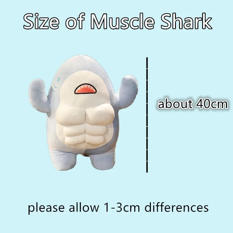 40CM Muscle Shark Plüsch Puppe Niedlich Ausgearbeitet Hai Gefüllte Cartoon Spielzeug Starke Tier Kissen Für Mädchen Freund Geschenke