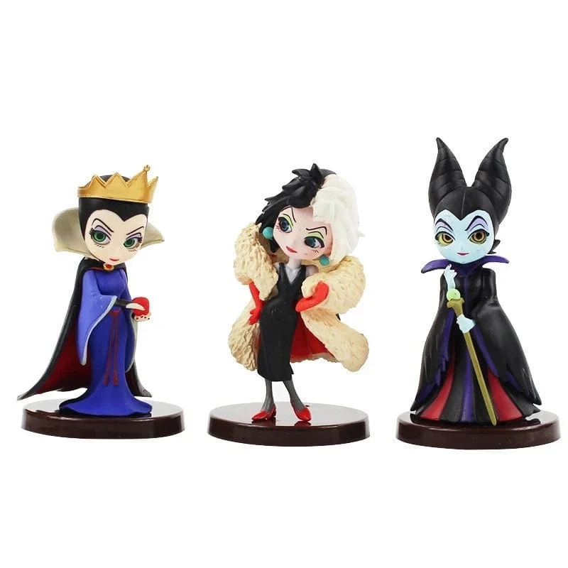 3-teiliges Set Q posket Petit Villains Maleficent Vinyl-Actionfiguren-Sammelfiguren, Modellpuppen, Spielzeug für Kinder, Weihnachtsgeschenk