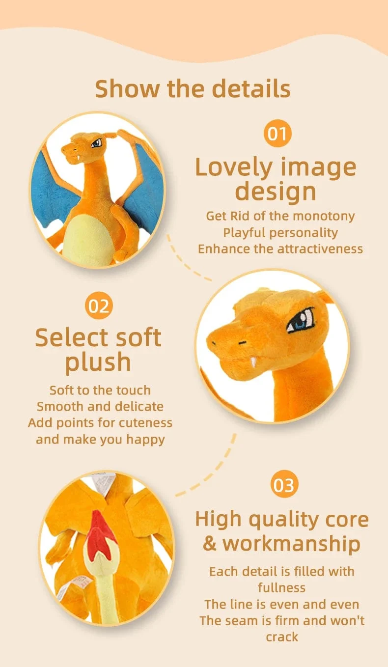 Pokemon Kawaii Pikachu Eevee Mew Charizard Stofftiere Cartoon & Niedliche Plüschpuppe Dekokissen Weihnachten Halloween Tag Geschenk