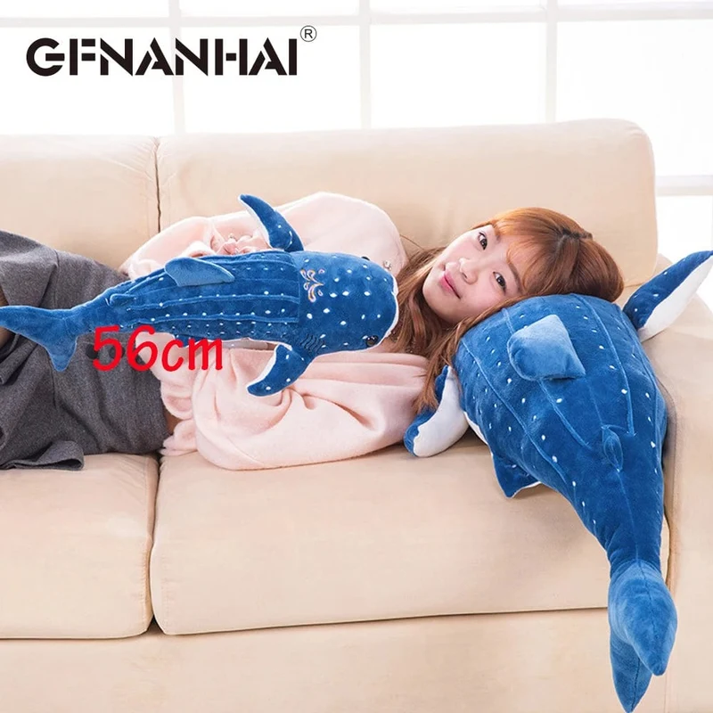 1 stück 56 cm cartoon simulation blauhai plüschtier gefüllte weiche kreative tier whale puppen kissen für kinder geburtstag gif