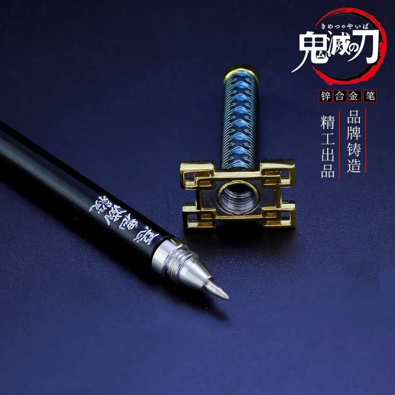 20CM Anime Demon Slayer Schwert Modell Gel Stift Kimetsu No Yaiba Tanjirou Waffe Schwarz Refill Cosplay Prop Student Geschenk Box Paket