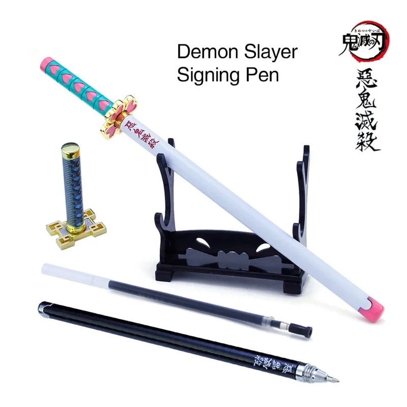 20CM Anime Demon Slayer Schwert Modell Gel Stift Kimetsu No Yaiba Tanjirou Waffe Schwarz Refill Cosplay Prop Student Geschenk Box Paket