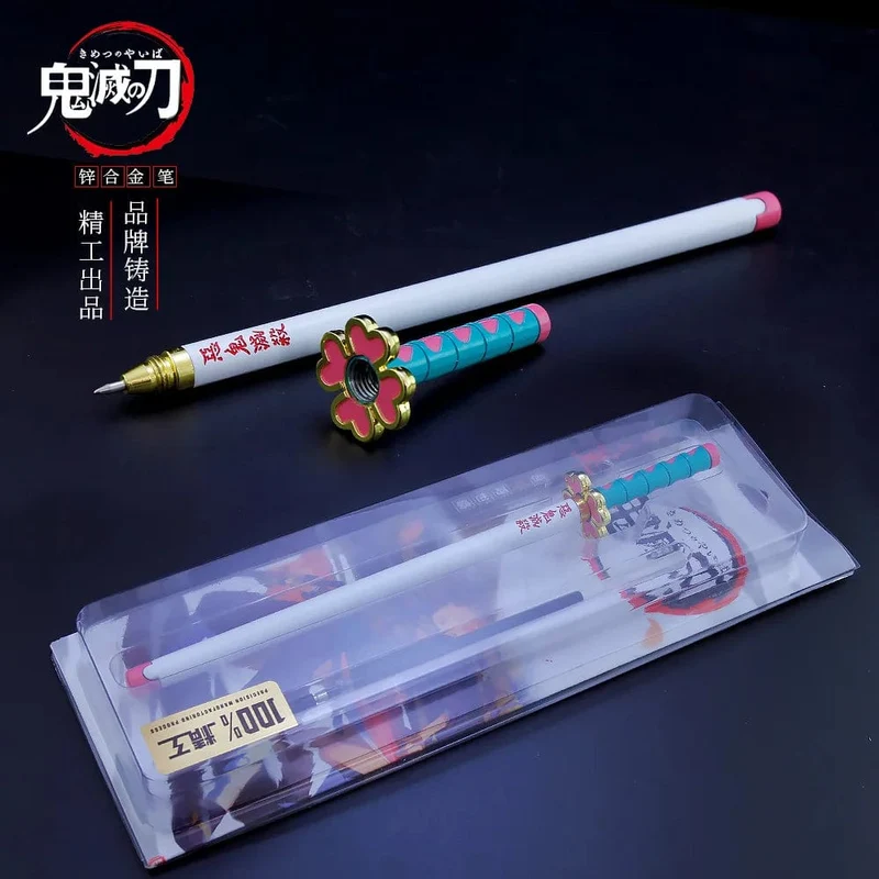20CM Anime Demon Slayer Schwert Modell Gel Stift Kimetsu No Yaiba Tanjirou Waffe Schwarz Refill Cosplay Prop Student Geschenk Box Paket