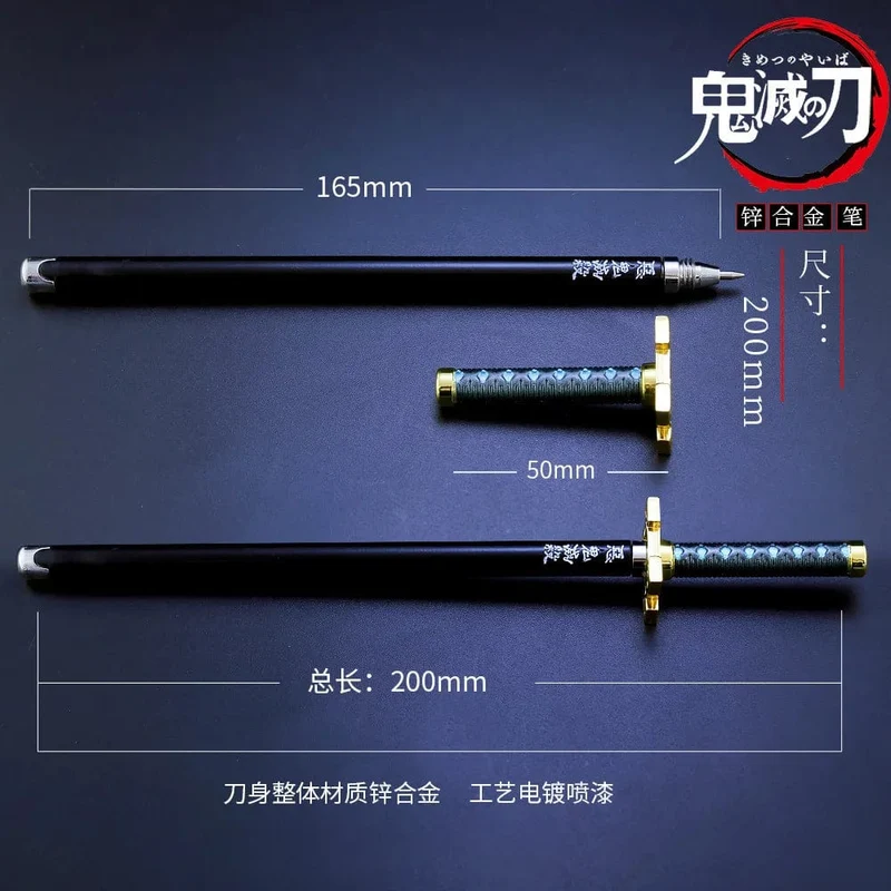 20CM Anime Demon Slayer Schwert Modell Gel Stift Kimetsu No Yaiba Tanjirou Waffe Schwarz Refill Cosplay Prop Student Geschenk Box Paket