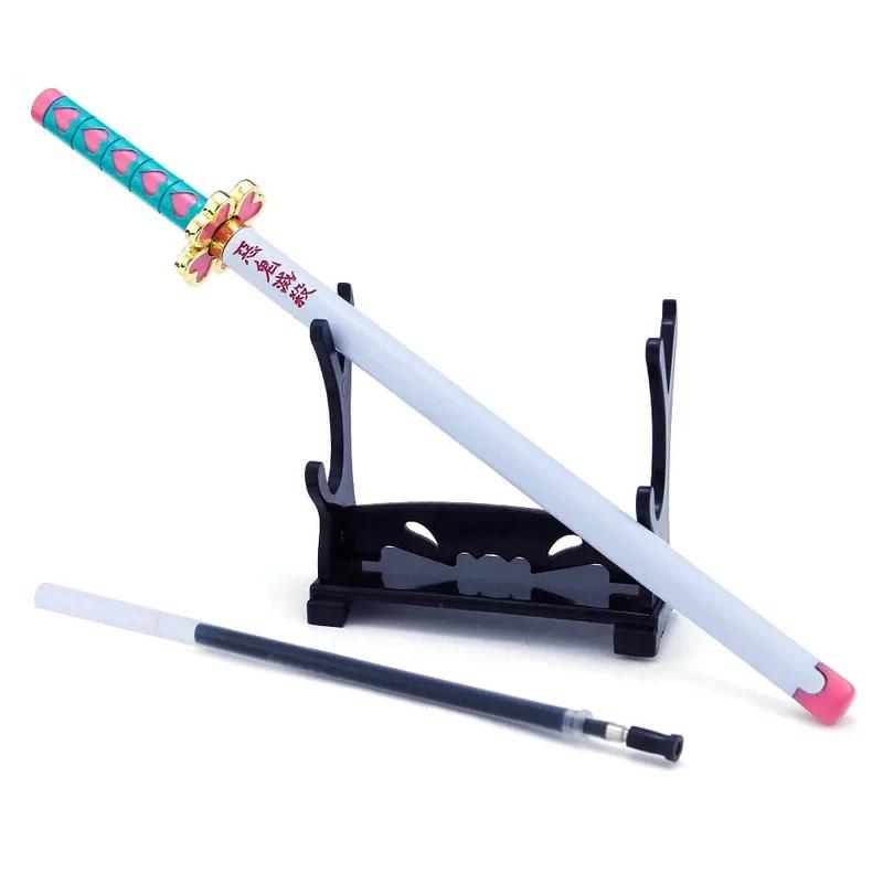 20CM Anime Demon Slayer Schwert Modell Gel Stift Kimetsu No Yaiba Tanjirou Waffe Schwarz Refill Cosplay Prop Student Geschenk Box Paket