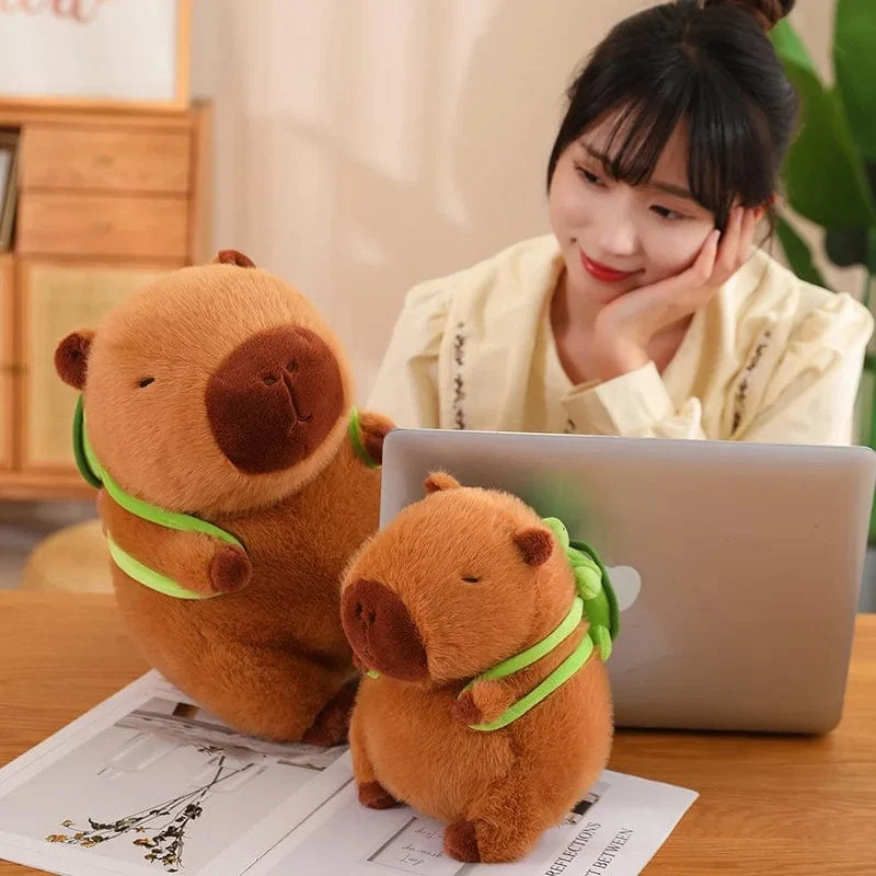 Flauschige Capybara-Plüschpuppe Kawaii Capybara mit Schildkröte Stofftier Kuscheltiere Kinder Juguetes Geburtstagsgeschenk Wohnkultur