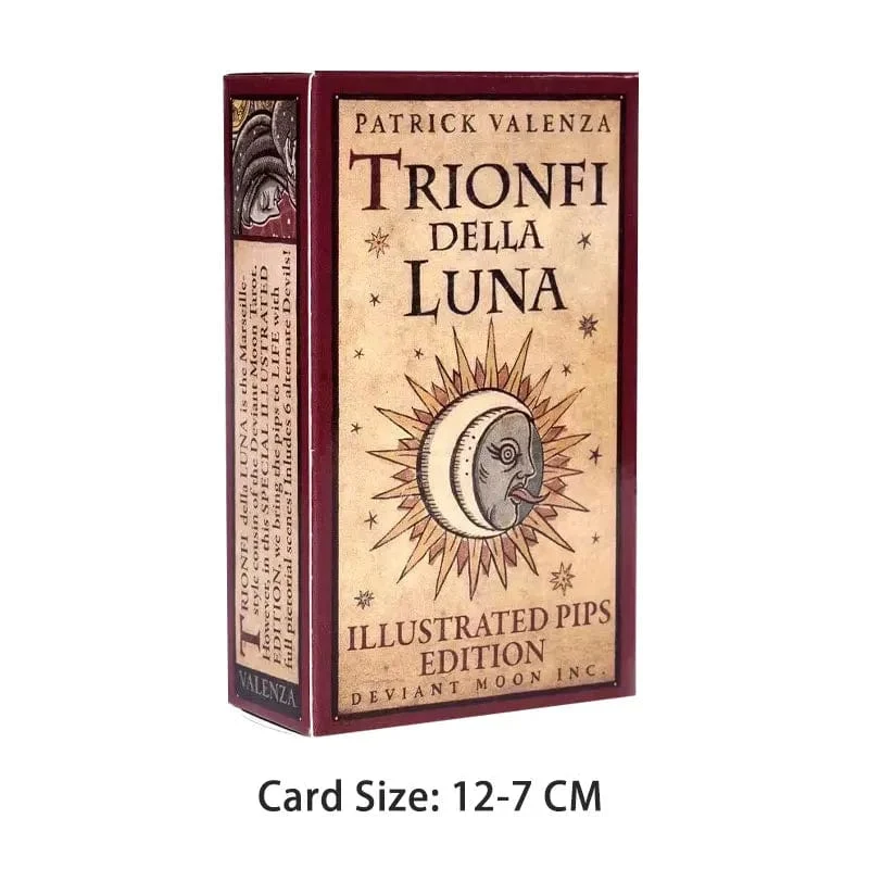 Heiße Verkäufe 12-7 CM Deck: Mond-Tarot Della Luna Deck Schicksals-Wahrsagung Prophezeiungskarte Familienparty-Spiel Spielzeug Tarot-Broschürenführer