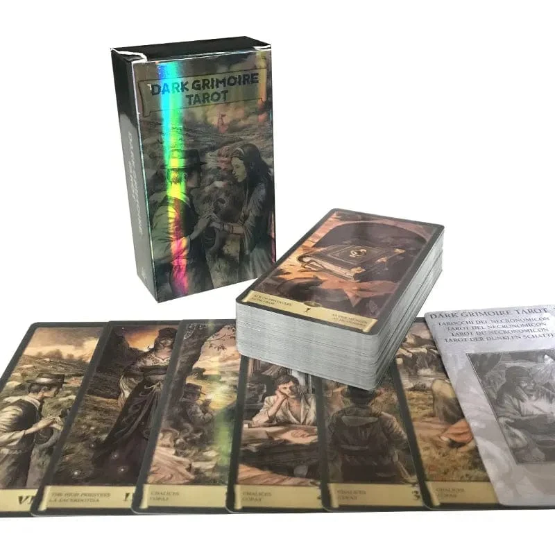 Heißer verkauf Dark Grimoire Tarot Oracle Karte Schicksal Wahrsagerei Prophezeiung Karte Familie Party Spiel Tarot 78 Karten Deck PDF Guide