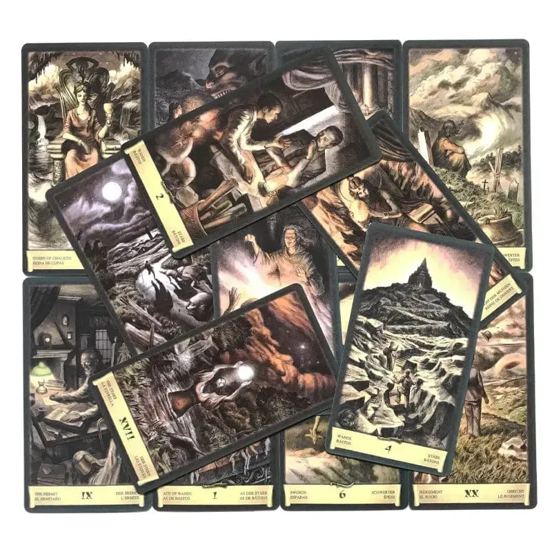 Heißer verkauf Dark Grimoire Tarot Oracle Karte Schicksal Wahrsagerei Prophezeiung Karte Familie Party Spiel Tarot 78 Karten Deck PDF Guide