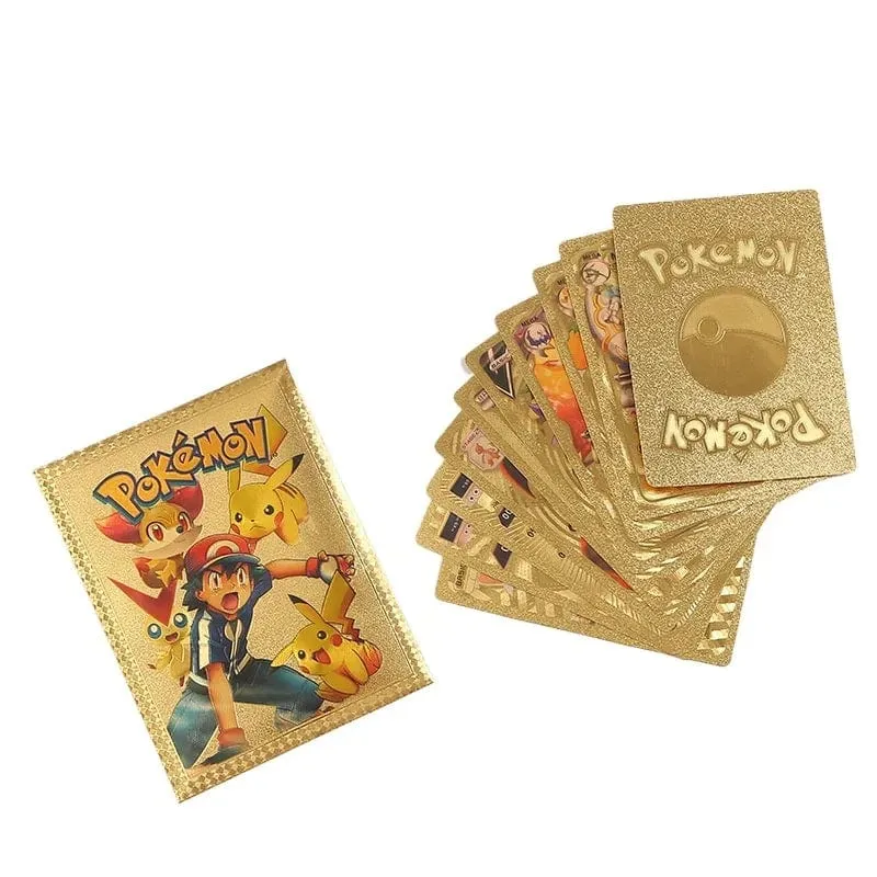 Original Pokemon Karten Pikachu Zufällig 10 Gold Folie Party Spiele Anime Peripheriegeräte Englisch Tisch Spiel Karte Sammlung Kinder Spielzeug
