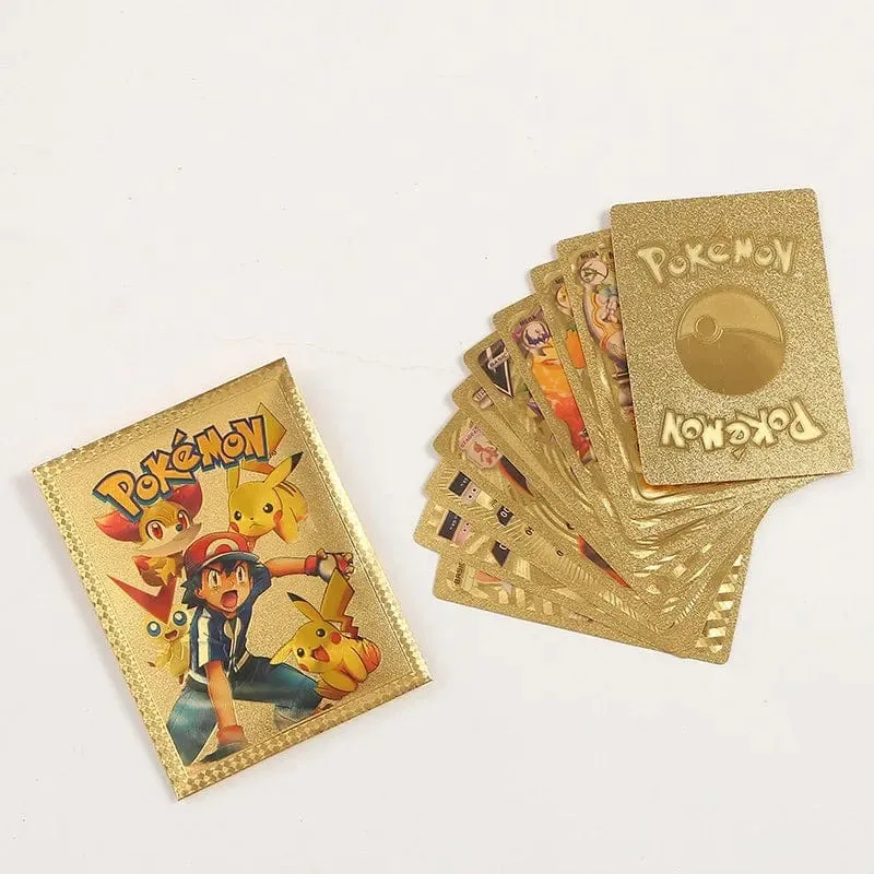 Original Pokemon Karten Pikachu Zufällig 10 Gold Folie Party Spiele Anime Peripheriegeräte Englisch Tisch Spiel Karte Sammlung Kinder Spielzeug