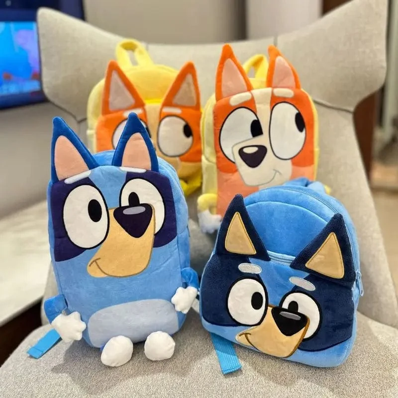 Bluey Family Kawaii Bingo Cartoon Niedlicher Plüsch-Rucksack Kinderschultaschen Anime Peripheriegeräte Mädchen Kinder Urlaub Spielzeug Geschenke