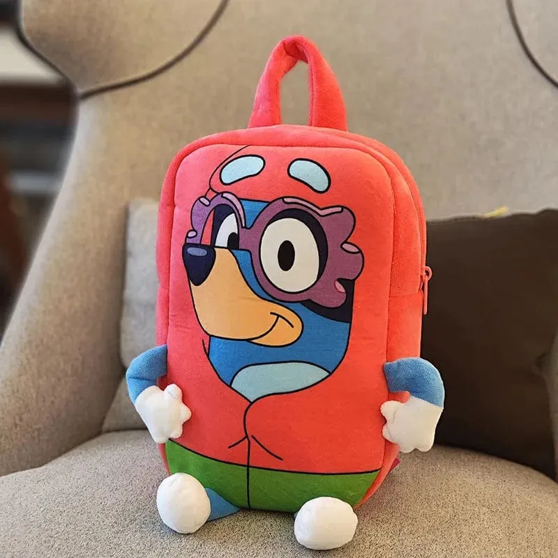 Bluey Family Kawaii Bingo Cartoon Niedlicher Plüsch-Rucksack Kinderschultaschen Anime Peripheriegeräte Mädchen Kinder Urlaub Spielzeug Geschenke