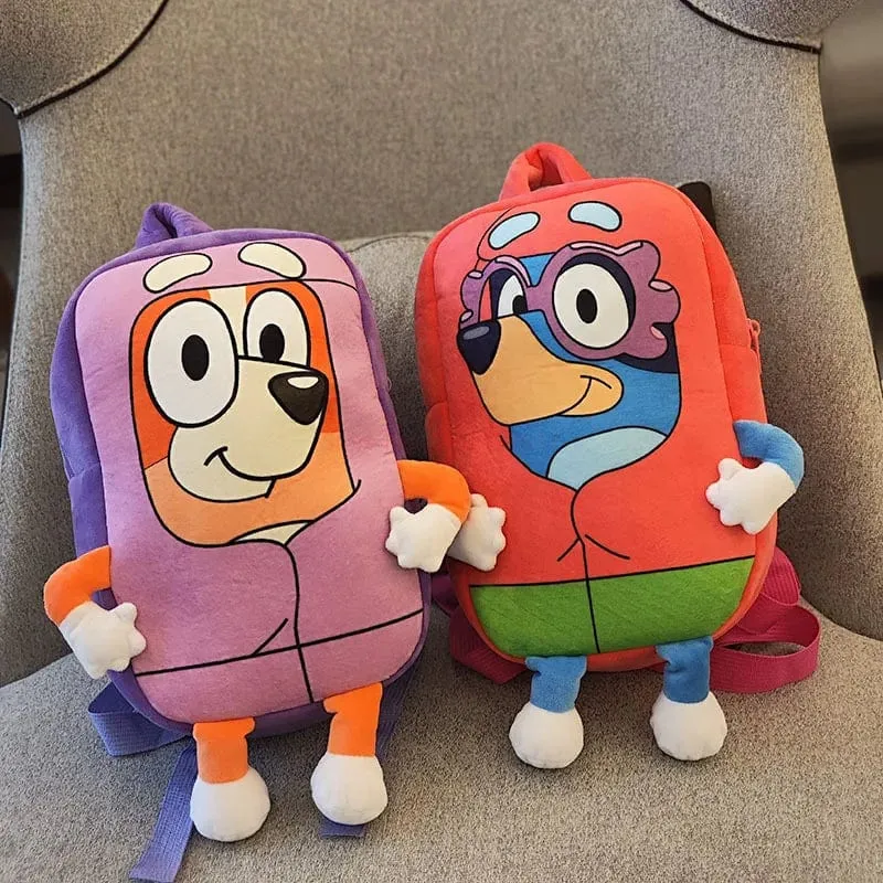 Bluey Family Kawaii Bingo Cartoon Niedlicher Plüsch-Rucksack Kinderschultaschen Anime Peripheriegeräte Mädchen Kinder Urlaub Spielzeug Geschenke